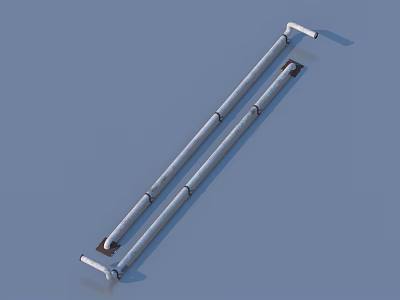 Parallel Metal Support Bars With Fixed End Mounting Brackets 3d model