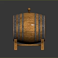 Elegant Decorative Wooden Barrel Ornament With Black Stripes Stand And Top Knob