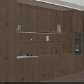 Wooden Sideboard With Shelves Cabinets And Decorative Items In Modern Interior