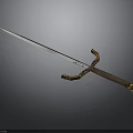 Ornate Decorative Sword Featuring Silver Blade Brown Handle And Golden Tassel