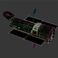 Metallic Cylindrical Spacecraft Module With Solar Panels Antenna And Structural Panels