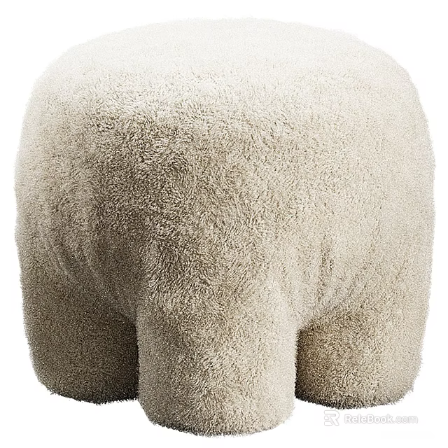 Plush Beige Alpaca Shaped Shoe Stool With Soft Comfortable Design 3d model 