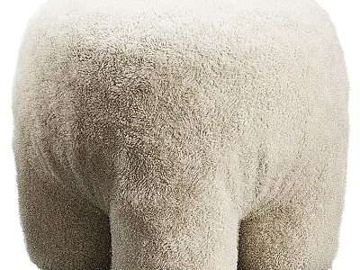 Plush Beige Alpaca Shaped Shoe Stool With Soft Comfortable Design 3d model