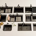 Modern Kitchen Sinks With Various Designs Draining Racks And Chopping Boards On Counter