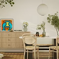 Modern Restaurant Interior With Rattan Chairs Wooden Dining Table Pendant Lights And Green Plants