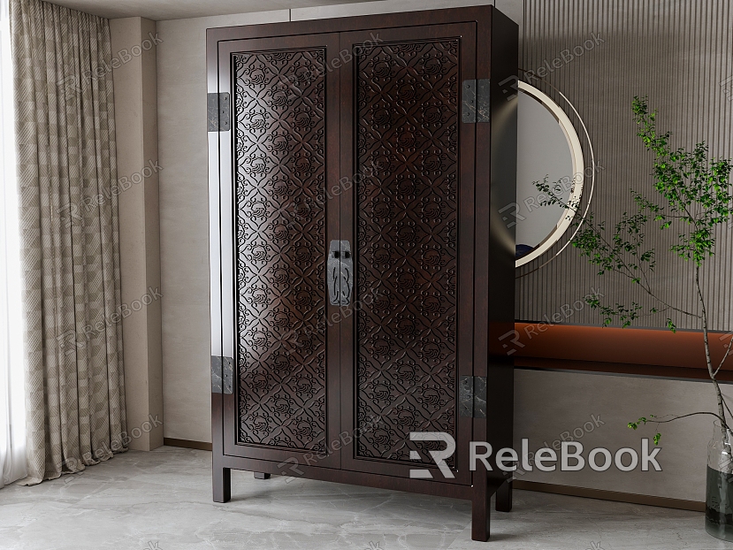 Solid wood wardrobe model