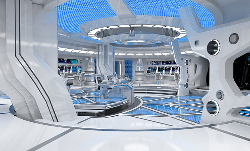 modern command room spacecraft command room 3d model