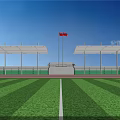 Outdoor Sports Stadium With Soccer Field Running Track Stands And Basketball Courts 3d model
