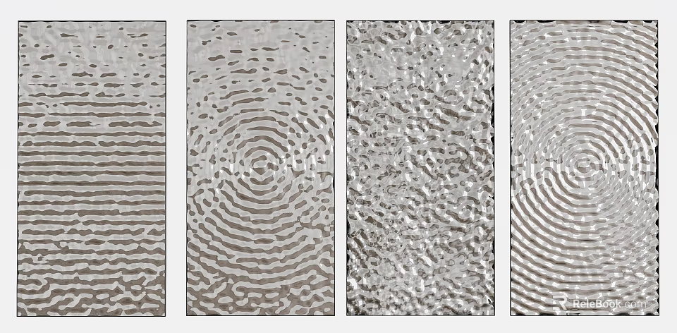 Modern Textured Wall Decor With Four Artistic Patterned Panels For Home Interior 3d model 