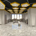 Modern Hotel Lobby Interior With Marble Floor Reception Desk Digital Screen And Seating Area