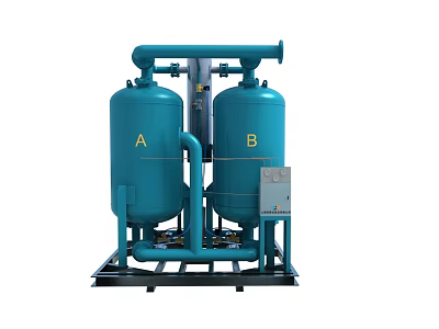 Industrial Twin Tank Air Drying Equipment With A B Vessels And Piping Structure 3d model