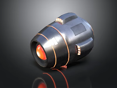 Practical Black Household Gadget With Orange Accent Lines Red Illuminated Center And Small Square Panels 3d model