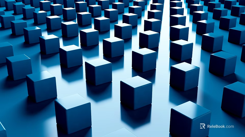 Neatly Arranged Blue Cubes In Modern Commercial Equipment Setup 3d model 