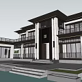 Modern Detached Villa With Courtyard Water Feature Large Windows And Balcony Design