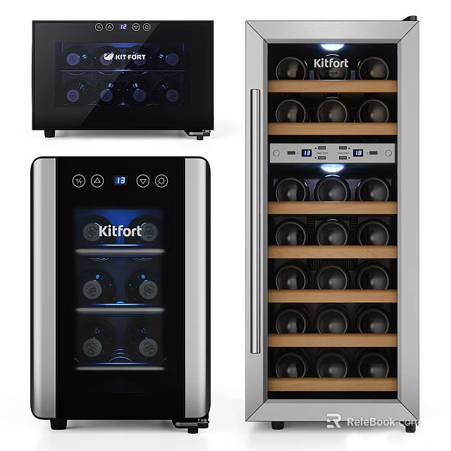 Kitfort Modern Wine Cooler With Digital Display And LED Lighting For Bottle Storage 3d model 