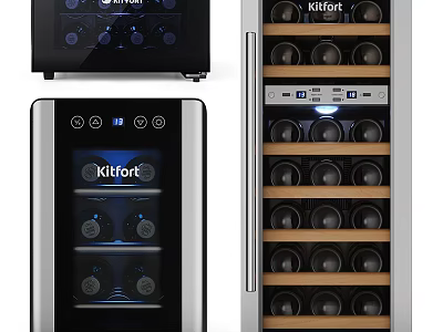 Kitfort Modern Wine Cooler With Digital Display And LED Lighting For Bottle Storage 3d model