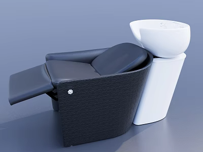 Black Salon Chair With White Sink For Modern Hairdressing Equipment 3d model