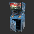 Electric Toy Vintage Blue Arcade Machine With Screen Buttons And Open Door