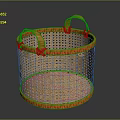 Woven Storage Basket With Orange Trim And Dual Handles For Home Use