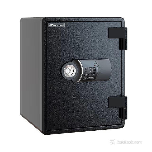 Black Business Safe With Electronic Keypad And Key Lock For Secure Storage 3d model