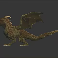 Detailed 3D Model Of Mythical Flying Dragon With Scaly Body And Large Wings