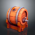 Wooden Barrel With Metal Hoops Spigot And Stand Vintage Decorative Design