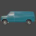 Classic Blue Vintage Van Exterior With Retro Design And Chrome Details