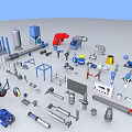 Various Types of Industrial Equipment Including Pumps Valves Tanks Pipes Motors and Control Panels