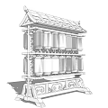 Traditional Chinese Roofed Lantern Stand With Multiple Cylindrical Lanterns And Decorative Base