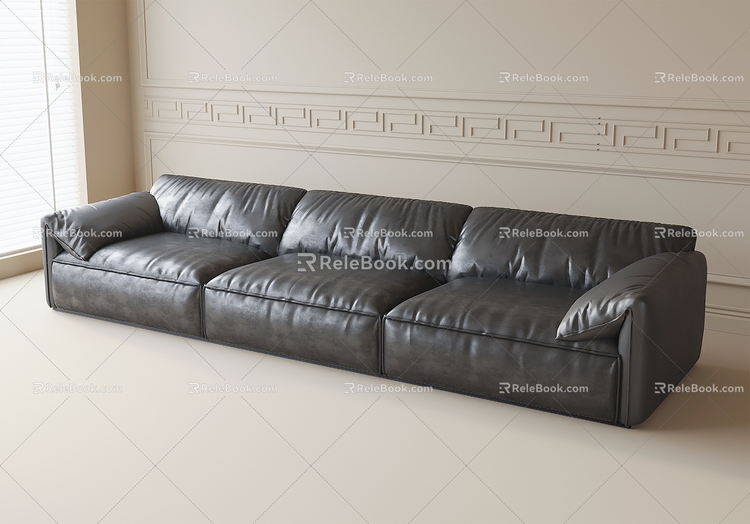 Leather Multiplayer Sofa Elephant Ears Sofa 3d model