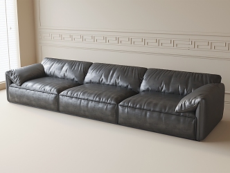 Leather Multiplayer Sofa Elephant Ears Sofa 3d model