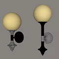 Elegant Wall Lamps With Spherical Cream Shades And Dark Brown Bases On Light Colored Wall