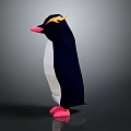 Decorative Origami Penguin With Dark Blue Body White Belly Pink Beak Feet And Yellow Crest