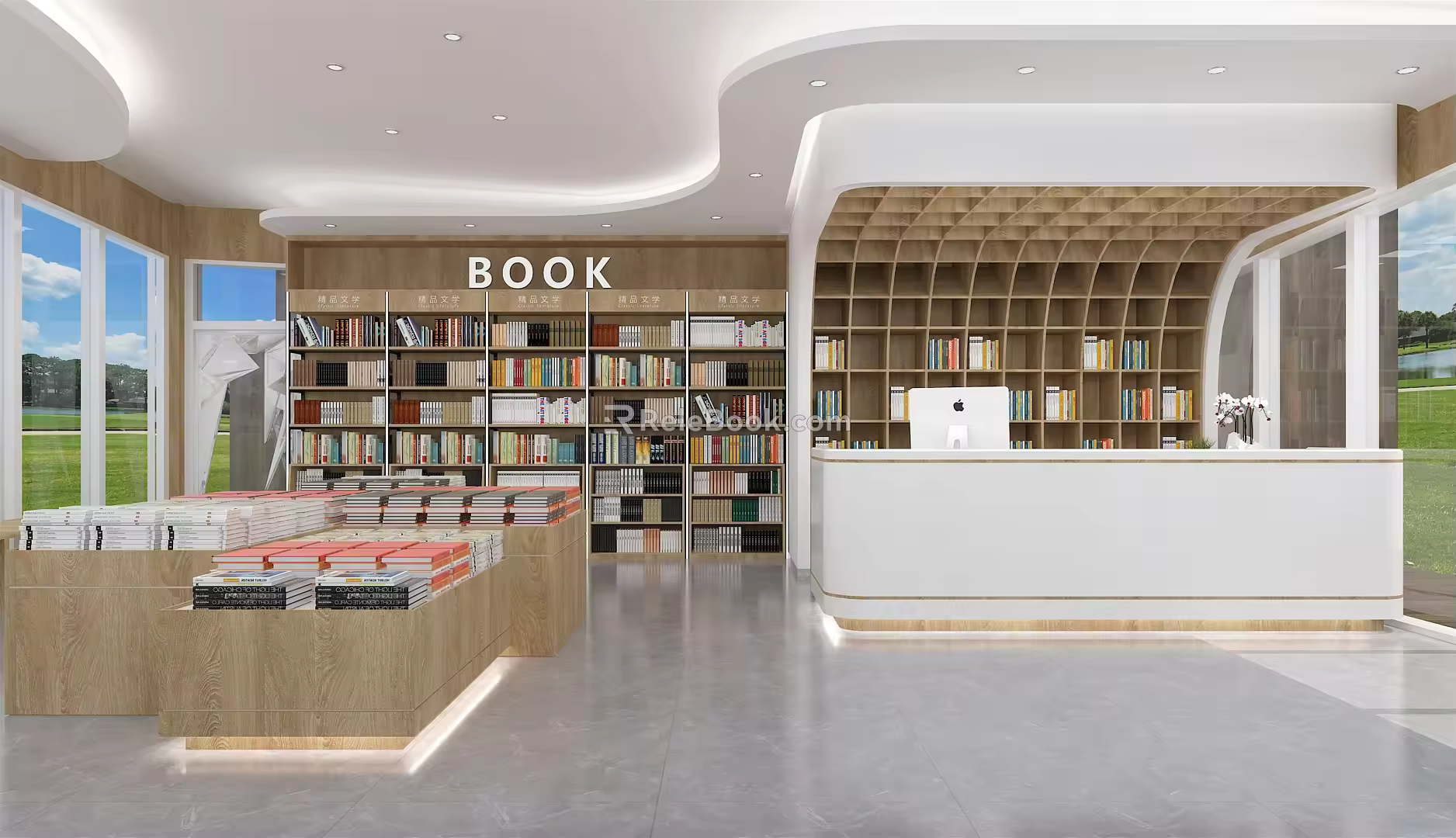 Modern Bookstore Display Cabinet 3d model