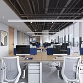 Modern Public Office Interior Design With Open Layout Wooden Desks Computers And Ergonomic Chairs