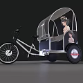 Modern Three Wheeled Bike With Transparent Canopy And Female Figure Decoration