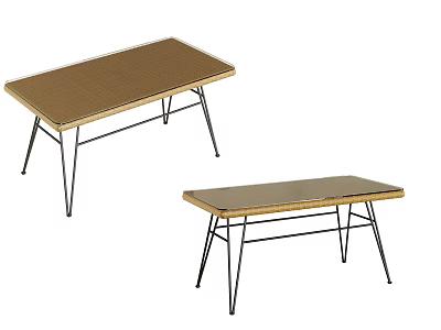 Two Foldable Tables With Brown Tabletop And Black Metal Legs For Indoor Outdoor Use 3d model