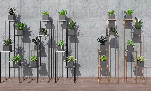 Light Luxury Flower Rack Metal Plant Wall Frame Combination 3d model