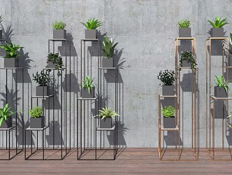 Light Luxury Flower Rack Metal Plant Wall Frame Combination 3d model