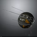 Spherical Space Satellite With Antennas Number 05 Markings And Orange Sections 3d model