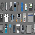 Public Electric Vehicle Charging Stations With Various Designs And Brand Models