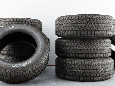 Stacked Multiple Rubber Tires Piled Together Showing Visible Tread Pattern And Texture 3d model