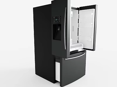 Black Modern Refrigerator Freezer With Water Dispenser Side By Side Doors And Bottom Drawer 3d model