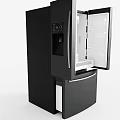 Black Modern Refrigerator Freezer With Water Dispenser Side By Side Doors And Bottom Drawer