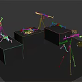 Various Weapons Displayed On Stands With Tripod Mounted Machine Guns And Accessories