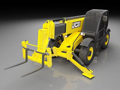 JCB Yellow Multi Functional Utility Vehicle With Telescopic Arm Forks And Large Tires 3d model