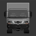 Modern Silver Box Truck With Cab And Cargo Container On Dark Background 3d model