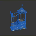 Traditional Decorative Pavilion With Blue Gold Accents And Elaborate Carvings