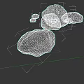 Natural Stone Stacked 3D Model With Various Sizes And Different Colors On Black Background