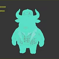Cartoon Bull Character In Red Jacket With Logo Cap Horns And Shiny Shoes